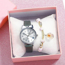 Load image into Gallery viewer, Children Quartz Watch Fashion Student Watch Analog Watch Leather Strap Quartz Watch Children Set Bracelet Watch Leather Band Luxury Quartz Watches Elegant Design For Womens