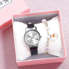 Load image into Gallery viewer, Children Quartz Watch Fashion Student Watch Analog Watch Leather Strap Quartz Watch Children Set Bracelet Watch Leather Band Luxury Quartz Watches Elegant Design For Womens