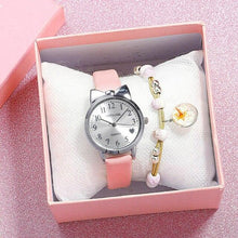 Load image into Gallery viewer, Children Quartz Watch Fashion Student Watch Analog Watch Leather Strap Quartz Watch Children Set Bracelet Watch Leather Band Luxury Quartz Watches Elegant Design For Womens