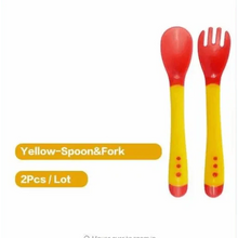 Load image into Gallery viewer, Children's Tableware Baby Learning Dishes With Suction Cup Assist Food Bowl Temperature Sensing Spoon Baby Feeding Bowl