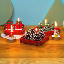Load image into Gallery viewer, Christmas Candle Themed Festival Ornament Christmas Tea light Candles Handmade Delicate Santa Claus Snowman Pine Cones Christmas Tree Candles Christmas Home Decorations Decorative Cartoon Shaped Candle Home Decor