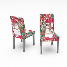 Load image into Gallery viewer, Christmas Chair Covers Santa Printed Elastic Stretch Dining Room Chair Slipcover Kitchen Seat Cover Spandex Home Decor chair Stretch Removable Washable Dining Room Chair Protector Slipcovers Christmas Decoration/Home Decor Dining Room Seat Cover