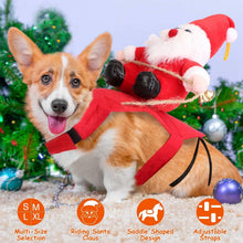 Load image into Gallery viewer, Christmas Costumes Red Winter Coat for Dog Riding Santa Claus with Bell