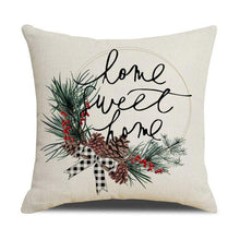 Load image into Gallery viewer, Christmas Decoration Cushion Cover Decorative Throw Pillow Cover Christmas Decor Xmas Winter Decorations Holiday Pillows Cushion Case Candle Pine Tree Deer Sleigh Printed Pillow Cover Xmas 45X45CM