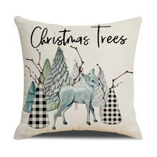 Load image into Gallery viewer, Christmas Decoration Cushion Cover Decorative Throw Pillow Cover Christmas Decor Xmas Winter Decorations Holiday Pillows Cushion Case Candle Pine Tree Deer Sleigh Printed Pillow Cover Xmas 45X45CM