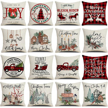Load image into Gallery viewer, Christmas Decoration Cushion Cover Decorative Throw Pillow Cover Christmas Decor Xmas Winter Decorations Holiday Pillows Cushion Case Candle Pine Tree Deer Sleigh Printed Pillow Cover Xmas 45X45CM