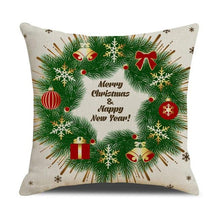 Load image into Gallery viewer, Christmas Green Stripe Pattern Cotton Linen Throw Pillow Christmas Stripe Pillow Cases Christmas Green Decorative Cushion Cover Cotton Linen Pillowcase Indoor Sofa Decorations Home Sofa Decorative Pillowcase 45X45CM