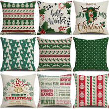 Load image into Gallery viewer, Christmas Green Stripe Pattern Cotton Linen Throw Pillow Christmas Stripe Pillow Cases Christmas Green Decorative Cushion Cover Cotton Linen Pillowcase Indoor Sofa Decorations Home Sofa Decorative Pillowcase 45X45CM
