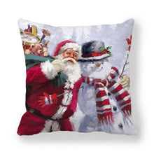 Load image into Gallery viewer, Christmas Pillowcase Holiday Decoration Christmas Santa Pillow Covers Santa Claus Pillow Covers Christmas Sofa Throw Pillow Home Cushion Cover Christmas Snowman Print Pillowcase Letter 45x45CM
