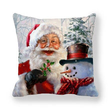 Load image into Gallery viewer, Christmas Pillowcase Holiday Decoration Christmas Santa Pillow Covers Santa Claus Pillow Covers Christmas Sofa Throw Pillow Home Cushion Cover Christmas Snowman Print Pillowcase Letter 45x45CM