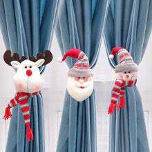 Load image into Gallery viewer, Christmas Plaid Curtain Buckle Santa Snowman Curtain Tiebacks Tie Rope Christmas Decor Curtain Buckle Bandage Curtain Tieback Santa Curtain Buckle Tieback Curtain Holder Fastener Doll Wine Bottle Topper For Home Window Decorations Christmas Ornaments