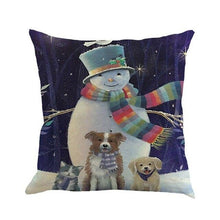 Load image into Gallery viewer, Christmas Printing Sofa Bed Home Decor Pillow Cover Pillow Case Holiday Decorative Christmas Throw Pillows Cotton Linen Winter Snowman Wolf Deer Pillow Covers Cases for Home