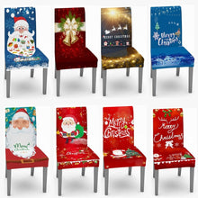 Load image into Gallery viewer, Christmas Removable Washable Dining Room Chair Protector Slipcovers for Christmas Home Decor Holiday Seat Cover Christmas Chair Covers Santa Printed Elastic Stretch Dining Chairs Chair Slipcover Kitchen Seat Cover Home Decor