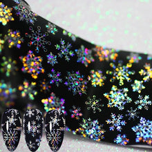Load image into Gallery viewer, Christmas Silver Snowflakes Nail Art Foil Transfer Glitter Stickers 3D Nail Art Decals Designer Manicuring Decoration Xmas Gift Nails Snowflake Nail Art Stickers Decals Christmas Nail 3D Self Adhesive Nail Stickers for Acrylic Nails Snowflake