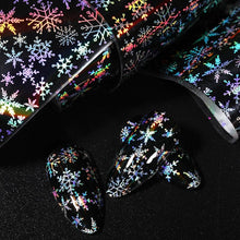 Load image into Gallery viewer, Christmas Silver Snowflakes Nail Art Foil Transfer Glitter Stickers 3D Nail Art Decals Designer Manicuring Decoration Xmas Gift Nails Snowflake Nail Art Stickers Decals Christmas Nail 3D Self Adhesive Nail Stickers for Acrylic Nails Snowflake