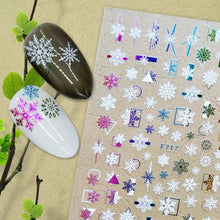 Load image into Gallery viewer, Christmas Snowflake Lines 3D Nail Stickers Gold And White Xmas Snowflakes Leaves Decals Slider Nail Art Decoration Wraps Nail Art Stickers Decal 3D Self-Adhesive Abstract Face Curve Graffiti Nail Design for Acrylic Nail Supplies