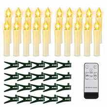 Load image into Gallery viewer, Christmas Tree Clip Candle Warm White Battery Operated Waterproof LED Flameless Taper Ivory Floating Candles with Remote Timer Ideal For Home Flameless Flashing With Remote And Suction Cup LED Candles For Halloween Birthday Garden Decoration