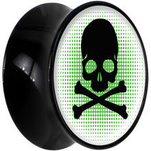 Load image into Gallery viewer, Black Acrylic Green Black Skull Saddle Plug Set 20mm