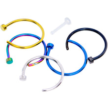 Load image into Gallery viewer, 20G 3/8 Pack Set of 5 Assorted Stainless Steel Nose Hoop Rings