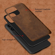 Load image into Gallery viewer, Classic Brown Genuine Leather Phone Case for iPhone 13 14 Pro Max 12 Mini 11 12 Pro Max Leather Cover Bumper Phone Case Compatible With iPhone Genuine Leather Slim Back Cover
