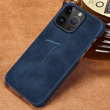 Load image into Gallery viewer, Classic Brown Genuine Leather Phone Case for iPhone 13 14 Pro Max 12 Mini 11 12 Pro Max Leather Cover Bumper Phone Case Compatible With iPhone Genuine Leather Slim Back Cover