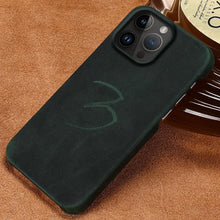 Load image into Gallery viewer, Classic Brown Genuine Leather Phone Case for iPhone 13 14 Pro Max 12 Mini 11 12 Pro Max Leather Cover Bumper Phone Case Compatible With iPhone Genuine Leather Slim Back Cover