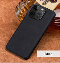 Load image into Gallery viewer, Classic Brown Genuine Leather Phone Case for iPhone 13 14 Pro Max 12 Mini 11 12 Pro Max Leather Cover Bumper Phone Case Compatible With iPhone Genuine Leather Slim Back Cover