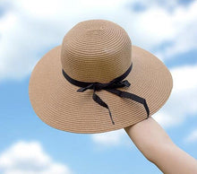 Load image into Gallery viewer, Classic Design Wide Elegant Hat New Simple Foldable Wide Floppy Girls Straw Hat Sun Hat Beach Women Summer Hat UV Protect Travel Cap Lady Cap Female Outdoor Summer Hat