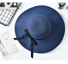 Load image into Gallery viewer, Classic Design Wide Elegant Hat New Simple Foldable Wide Floppy Girls Straw Hat Sun Hat Beach Women Summer Hat UV Protect Travel Cap Lady Cap Female Outdoor Summer Hat