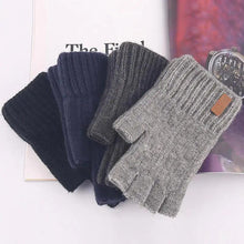 Load image into Gallery viewer, Classic Knitted Fingerless Winter Unisex Outdoor Gloves For Men Women Retro Soft Unisex Stretch Elastic Warm Half Finger Cycling Gloves