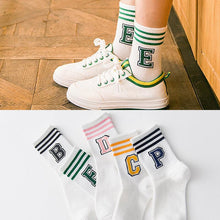 Load image into Gallery viewer, Classic Letter Print Fashion Sporty Short Socks Girls Cute Harajuku Socks Casual Cool Skateboard Socks Made Out Of Pure Cotton Breathable Socks For Men And Women