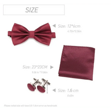 Load image into Gallery viewer, Classic Men Bowtie Cufflinks Set Casual Men's Fashionable Style Solid Color Bowties Elegant Accessories