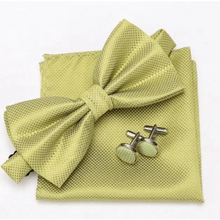 Load image into Gallery viewer, Classic Men Bowtie Cufflinks Set Casual Men's Fashionable Style Solid Color Bowties Elegant Accessories