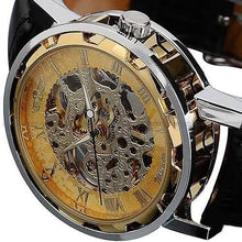 Load image into Gallery viewer, Classic Men's Black Leather Band Skeleton Mechanical Sports Army Wrist Watch