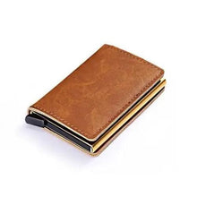 Load image into Gallery viewer, Classic Multifunction Automatic Aluminum Alloy Leather Credit Card Holder Retro New Pop-Up Card Ejector Business Wallets For Men