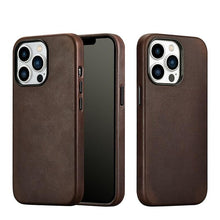 Load image into Gallery viewer, Classic Simple Brown Black Shockproof Drop Proof Phone Case Protective Genuine Leather Case for iPhone 13 Pro Max Business Case for iPhone 13 Mini Classic Magnetic Charging Phone Back Cover