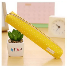 Load image into Gallery viewer, Classic Simple Candy Color Slim Canvas Pencil Pouch Pencil Bag For School Office Dot Printed Students Pencil Case