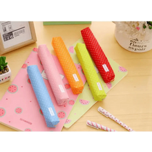 Load image into Gallery viewer, Classic Simple Candy Color Slim Canvas Pencil Pouch Pencil Bag For School Office Dot Printed Students Pencil Case