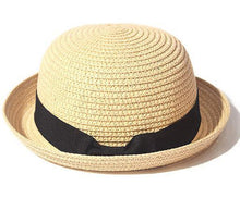 Load image into Gallery viewer, Classic Simple Female Hat For Summer Beach Hat Casual Lady Summer Solid Color Straw Hat Women Elegant Hat Traveling Hats UV Protection Sun Cap Women Flat Bowknot Design Cute Cap Girls Hat 56-58cm
