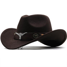 Load image into Gallery viewer, Classic Simple Women Men Wool Western Cowboy Hat Women Men's Western Cowboy Unisex Hat Gentleman Wide Brim Hat Dad Cowgirl Hats Cowgirl Hats With Wide Belt