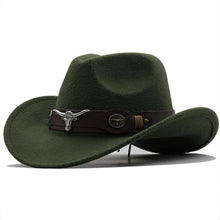 Load image into Gallery viewer, Classic Simple Women Men Wool Western Cowboy Hat Women Men's Western Cowboy Unisex Hat Gentleman Wide Brim Hat Dad Cowgirl Hats Cowgirl Hats With Wide Belt