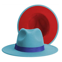 Load image into Gallery viewer, Classic Wide Brim Fedora Hat Men Women Two Colors Fedora Hats Cowboy Hat White Blue Belt Beautiful Design Soft Unisex Party Formal Hat 56-58CM