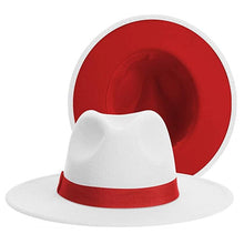 Load image into Gallery viewer, Classic Wide Brim Fedora Hat Men Women Two Colors Fedora Hats Cowboy Hat White Blue Belt Beautiful Design Soft Unisex Party Formal Hat 56-58CM