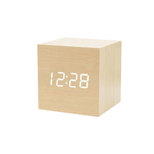 Load image into Gallery viewer, Clocks LED Wooden Alarm Clock Watch Wooden Wood Clock New Version LED Alarm Digital Desk Clock Adjustable Brightness, Alarm Time, Displays Time Date Temperature Table Voice Control Digital Wood Electronic Desktop Table