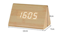Load image into Gallery viewer, Clocks LED Wooden Alarm Clock Watch Wooden Wood Clock New Version LED Alarm Digital Desk Clock Adjustable Brightness, Alarm Time, Displays Time Date Temperature Table Voice Control Digital Wood Electronic Desktop Table