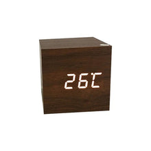Load image into Gallery viewer, Clocks LED Wooden Alarm Clock Watch Wooden Wood Clock New Version LED Alarm Digital Desk Clock Adjustable Brightness, Alarm Time, Displays Time Date Temperature Table Voice Control Digital Wood Electronic Desktop Table