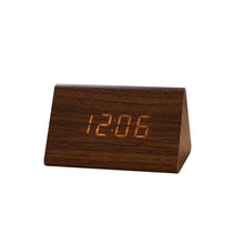 Load image into Gallery viewer, Clocks LED Wooden Alarm Clock Watch Wooden Wood Clock New Version LED Alarm Digital Desk Clock Adjustable Brightness, Alarm Time, Displays Time Date Temperature Table Voice Control Digital Wood Electronic Desktop Table