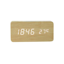 Load image into Gallery viewer, Clocks LED Wooden Alarm Clock Watch Wooden Wood Clock New Version LED Alarm Digital Desk Clock Adjustable Brightness, Alarm Time, Displays Time Date Temperature Table Voice Control Digital Wood Electronic Desktop Table