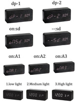 Load image into Gallery viewer, Clocks LED Wooden Alarm Clock Watch Wooden Wood Clock New Version LED Alarm Digital Desk Clock Adjustable Brightness, Alarm Time, Displays Time Date Temperature Table Voice Control Digital Wood Electronic Desktop Table