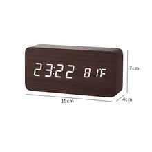 Load image into Gallery viewer, Clocks LED Wooden Alarm Clock Watch Wooden Wood Clock New Version LED Alarm Digital Desk Clock Adjustable Brightness, Alarm Time, Displays Time Date Temperature Table Voice Control Digital Wood Electronic Desktop Table